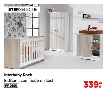 Promoties Interbaby rock ledikant commode en kast - Interbaby - Geldig van 18/03/2024 tot 13/04/2024 bij Baby-Dump