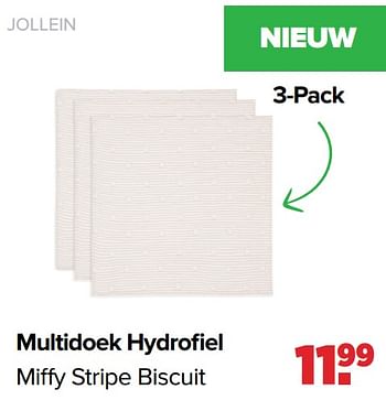 Promoties Multidoek hydrofiel miffy stripe biscuit - Jollein - Geldig van 18/03/2024 tot 13/04/2024 bij Baby-Dump