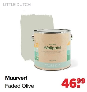Promoties Muurverf faded olive - Little Dutch - Geldig van 18/03/2024 tot 13/04/2024 bij Baby-Dump