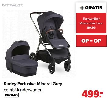 Promoties Rudey exclusive mineral grey combi-kinderwagen - Easywalker - Geldig van 18/03/2024 tot 13/04/2024 bij Baby-Dump