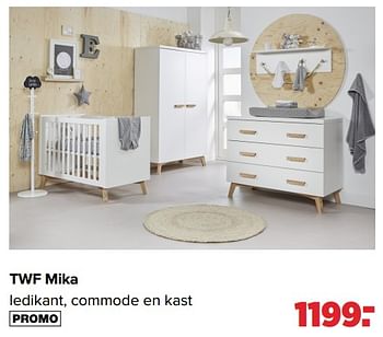 Promoties Twf mika ledikant commode en kast - TWF - Geldig van 18/03/2024 tot 13/04/2024 bij Baby-Dump