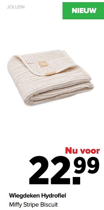 Promotions Wiegdeken hydrofiel miffy stripe biscuit - Jollein - Valide de 18/03/2024 à 13/04/2024 chez Baby-Dump