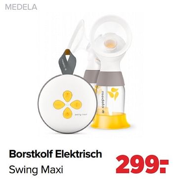 Promotions Borstkolf elektrisch swing maxi - Medela - Valide de 18/03/2024 à 13/04/2024 chez Baby-Dump