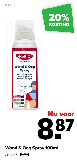 Promoties Wond + oog spray - Heltiq - Geldig van 18/03/2024 tot 13/04/2024 bij Baby-Dump