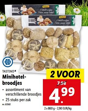 Promoties Minihotelbroodjes - Tastino - Geldig van 27/03/2024 tot 02/04/2024 bij Lidl