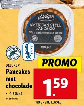 Promotions Pancakes met chocolade - Deluxe - Valide de 27/03/2024 à 02/04/2024 chez Lidl