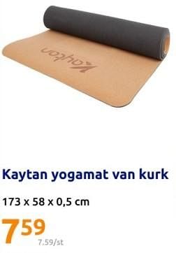 Promoties Kaytan yogamat van kurk - Kaytan - Geldig van 20/03/2024 tot 26/03/2024 bij Action