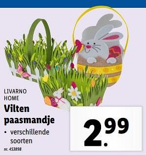 Promoties Vilten paasmandje - Livarno - Geldig van 27/03/2024 tot 02/04/2024 bij Lidl