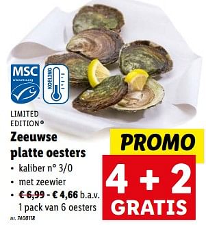 Promoties Zeeuwse platte oesters - Limited Edition - Geldig van 27/03/2024 tot 02/04/2024 bij Lidl