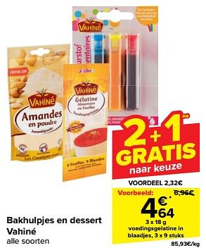 Promoties Bakhulpjes en dessert voedingsgelatine in blaadjes - Vahine - Geldig van 20/03/2024 tot 02/04/2024 bij Carrefour