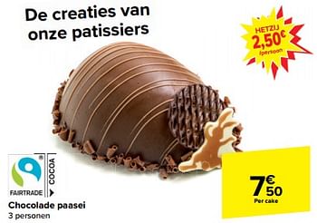 Promotions Chocolade paasei cake - Produit maison - Carrefour  - Valide de 20/03/2024 à 02/04/2024 chez Carrefour