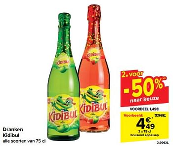 Promotions Bruisend appelsap - Kidibul - Valide de 20/03/2024 à 02/04/2024 chez Carrefour