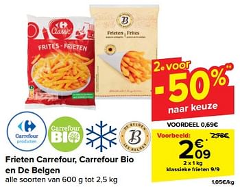 Promoties Klassieke frieten - Huismerk - Carrefour  - Geldig van 20/03/2024 tot 02/04/2024 bij Carrefour