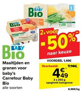 Promotions Maaltijden voor baby’s spaghetti bolognese - Produit maison - Carrefour  - Valide de 20/03/2024 à 02/04/2024 chez Carrefour