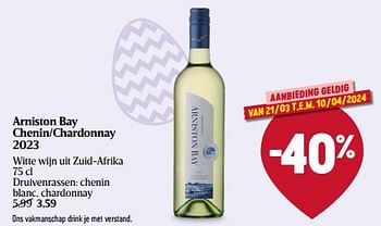 Promoties Arniston bay chenin-chardonnay 2023 - Witte wijnen - Geldig van 21/03/2024 tot 27/03/2024 bij Delhaize