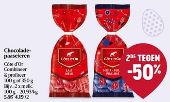 Promoties Chocoladepaaseieren melk - Cote D'Or - Geldig van 21/03/2024 tot 27/03/2024 bij Delhaize