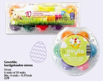 Promotions Geverfde, hardgekookte eieren ovyta - Ovyta - Valide de 21/03/2024 à 27/03/2024 chez Delhaize