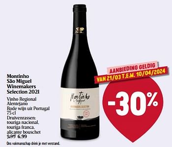Promoties Montinho são miguel winemakers selection 2021 - Rode wijnen - Geldig van 21/03/2024 tot 27/03/2024 bij Delhaize