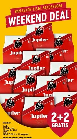 Promoties Pilsbier jupiler - Jupiler - Geldig van 21/03/2024 tot 27/03/2024 bij Delhaize