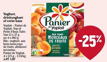 Promoties Yoghurt, aux bons morceaux de fruits, abrikoos- nectarine - Yoplait - Geldig van 21/03/2024 tot 27/03/2024 bij Delhaize