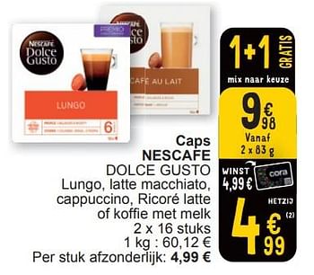Promoties Caps nescafe dolce gusto - Nescafe - Geldig van 19/03/2024 tot 25/03/2024 bij Cora