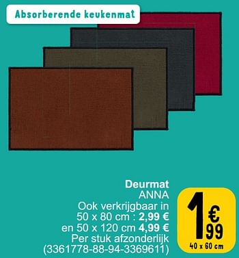 Promoties Deurmat anna - Huismerk - Cora - Geldig van 19/03/2024 tot 30/03/2024 bij Cora