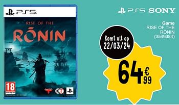 Promoties Game rise of the rõnin - Sony Computer Entertainment Europe - Geldig van 19/03/2024 tot 30/03/2024 bij Cora