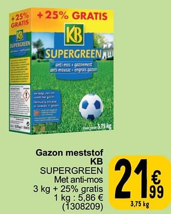 Promoties Gazon meststof kb supergreen - KB - Geldig van 19/03/2024 tot 30/03/2024 bij Cora
