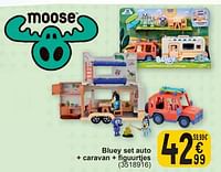Bluey set auto + caravan + figuurtjes-Moose