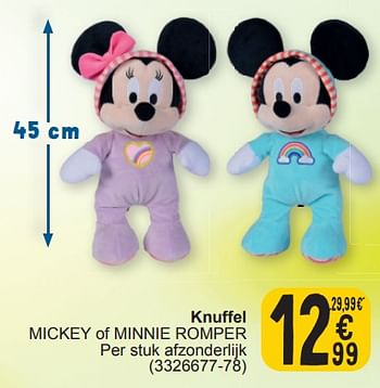 Promoties Knuffel mickey of minnie romper - Huismerk - Cora - Geldig van 19/03/2024 tot 30/03/2024 bij Cora