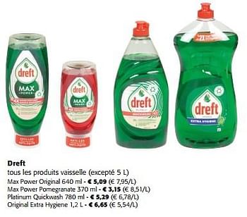 Promotions Dreft tous les produits vaisselle - Dreft - Valide de 13/03/2024 à 26/03/2024 chez Colruyt