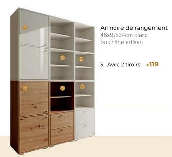 Promoties Armoire de rangement avec 2 tiroirs - Huismerk - Euroshop - Geldig van 14/03/2024 tot 31/05/2024 bij Euro Shop