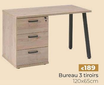 Promoties Bureau 3 tiroirs - Huismerk - Euroshop - Geldig van 14/03/2024 tot 31/05/2024 bij Euro Shop