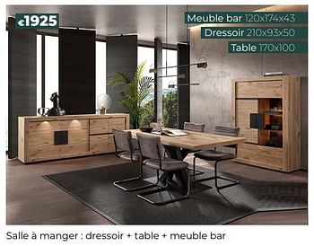 Promoties Salle à manger dressoir + table + meuble bar - Huismerk - Euroshop - Geldig van 14/03/2024 tot 31/05/2024 bij Euro Shop