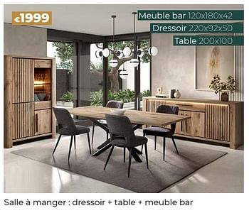 Promoties Salle à manger dressoir + table + meuble bar - Huismerk - Euroshop - Geldig van 14/03/2024 tot 31/05/2024 bij Euro Shop
