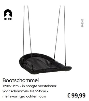 Promoties Bootschommel - Dice - Geldig van 08/03/2024 tot 30/06/2024 bij Multi Bazar