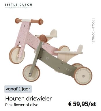 Promoties Houten driewieler - Little Dutch - Geldig van 08/03/2024 tot 30/06/2024 bij Multi Bazar