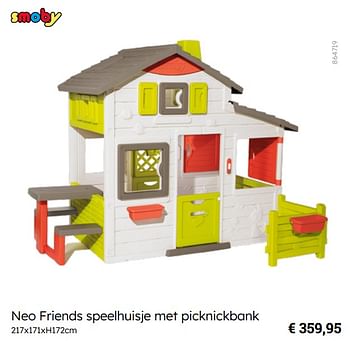 Promotions Neo friends speelhuisje met picknickbank - Smoby - Valide de 08/03/2024 à 30/06/2024 chez Multi Bazar