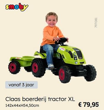 Promotions Claas boerderij tractor xl - Smoby - Valide de 08/03/2024 à 30/06/2024 chez Multi Bazar