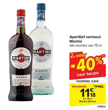 Promoties Aperitief vermout martini - Martini - Geldig van 20/03/2024 tot 02/04/2024 bij Carrefour