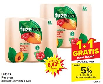 Promoties Blikjes fuzetea - FuzeTea - Geldig van 20/03/2024 tot 02/04/2024 bij Carrefour