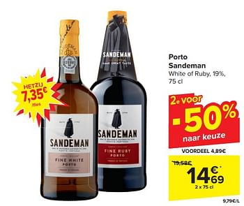 Promoties Porto sandeman white of ruby 19% - Sandeman - Geldig van 20/03/2024 tot 02/04/2024 bij Carrefour