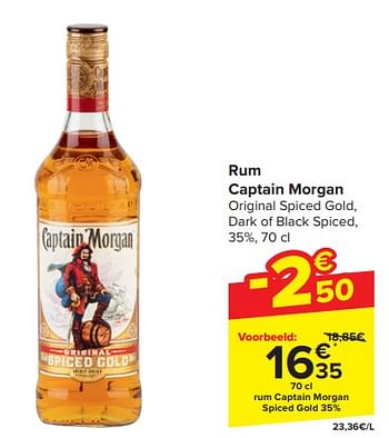 Promotions Rum captain morgan spiced gold 35% - Captain Morgan - Valide de 20/03/2024 à 02/04/2024 chez Carrefour