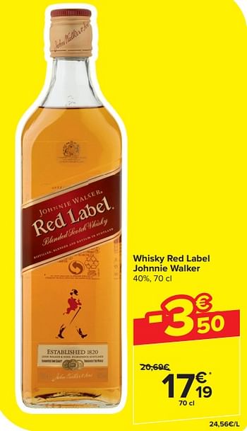 Promotions Whisky red label johnnie walker - Johnnie Walker - Valide de 20/03/2024 à 02/04/2024 chez Carrefour