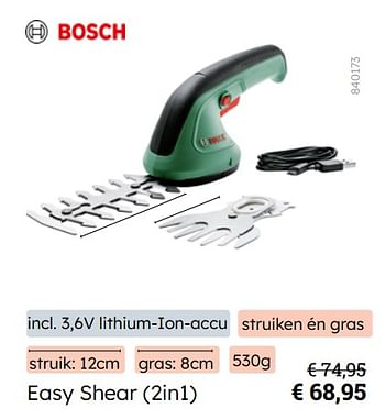 Promoties Bosch easy shear 2in1 - Bosch - Geldig van 08/03/2024 tot 31/08/2024 bij Multi Bazar