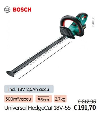Promoties Bosch universal hedgecut 18v-55 - Bosch - Geldig van 08/03/2024 tot 31/08/2024 bij Multi Bazar