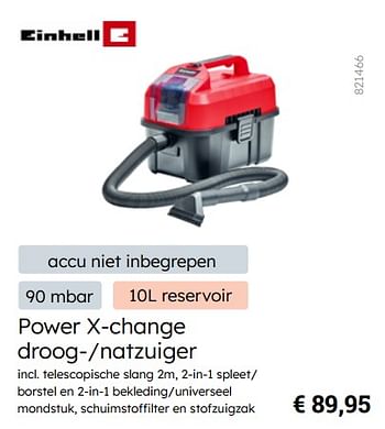 Promotions Einhell power x-change droog--natzuiger - Einhell - Valide de 08/03/2024 à 31/08/2024 chez Multi Bazar