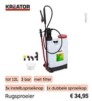 Promoties Kreator rugsproeier - Kreator - Geldig van 08/03/2024 tot 31/08/2024 bij Multi Bazar