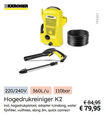 Promoties Kärcher hogedrukreiniger k2 - Kärcher - Geldig van 08/03/2024 tot 31/08/2024 bij Multi Bazar