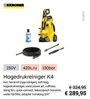 Promoties Kärcher hogedrukreiniger k4 - Kärcher - Geldig van 08/03/2024 tot 31/08/2024 bij Multi Bazar
